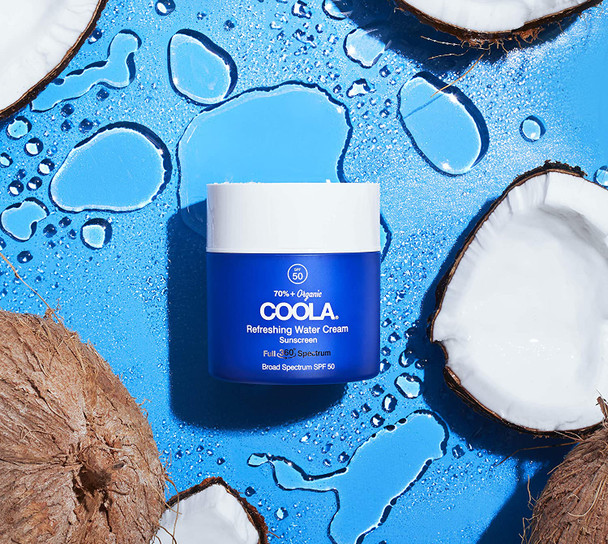 COOLA Organic Refreshing Water Cream Face Moisturizer with SPF 50, Dermatologist Tested Face Sunscreen with Plant-Derived BlueScreen Digital De-Stress Technology, 1.5 Fl Oz