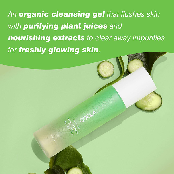 COOLA Organic Glowing Greens Facial Cleanser, Dermatologist Tested Skin Barrier Protection with Aloe Vera Juice, Vegan and Gluten Free