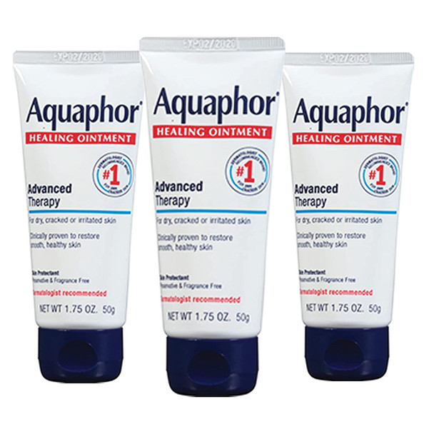 Aquaphor Healing Ointment - Travel Size Protectant for Cracked Skin - Dry Hands, Heels, Elbows, Lips, 1.75 Oz (Pack of 3) - Packaging May Vary