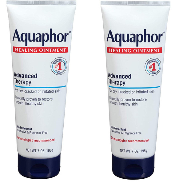 Aquaphor Healing Ointment - Dry Skin Moisturizer - Hands, Heels, Elbows, Lips, 7 oz. Tube, 2 Pack