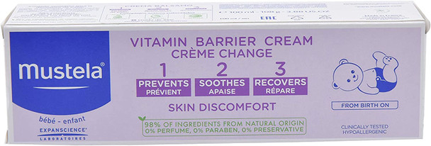 Mustela Vitamin Barrier 1 2 3 Cream 100ml, (Pack of 1)