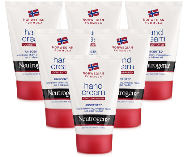 Neutrogena Concentrated Hand Cream, Unscented, Norwegian Formula,Travel Size (1.69 Ounce, Pack of 6)