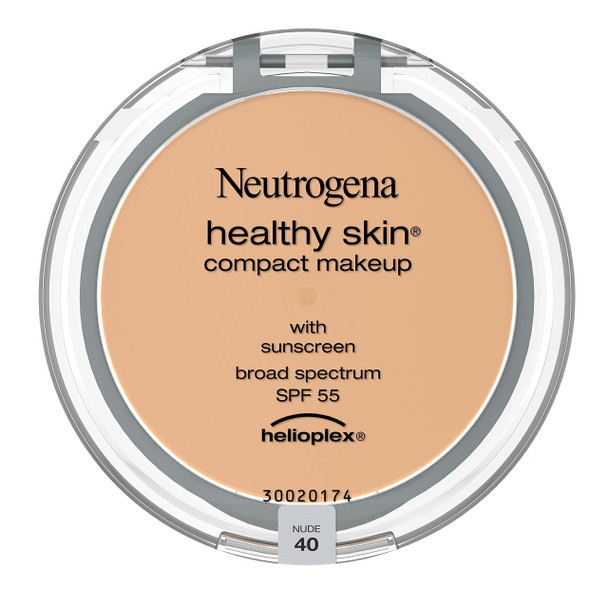 Neutrogena Healthy Skin Compact Lightweight Cream Foundation Makeup with Vitamin E Antioxidants, Non-Greasy Foundation with Broad Spectrum SPF 55, Nude 40.35 oz