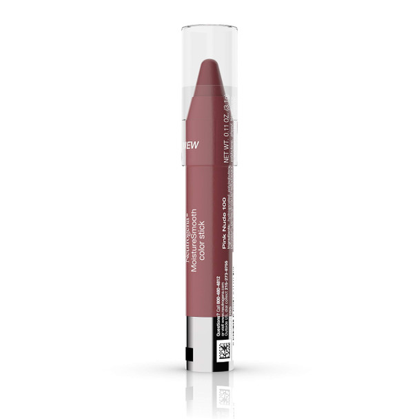 Neutrogena Moisturesmooth Shimmery Color Stick For Lips, Moisturizing And Conditioning Lipstick With A Balm-Like Formula, Nourishing Shea Butter And Fruit Extracts, 100 Pink Nude,.011 Oz (Pack Of 36)