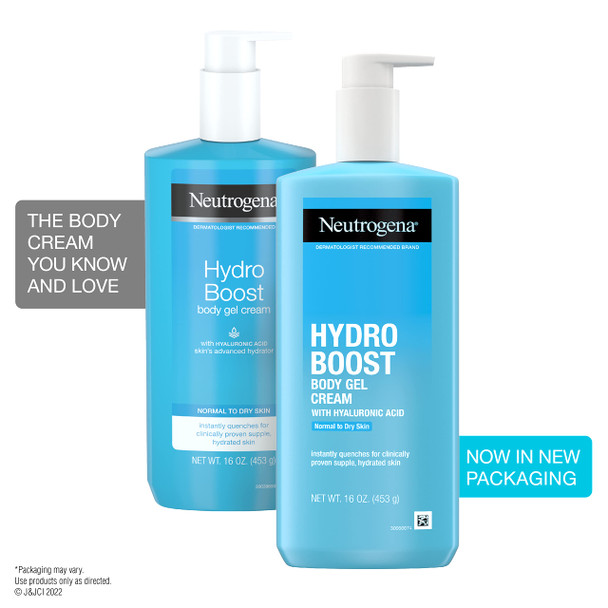 Neutrogena Hydro Boost Hydrating Body Gel Cream with Hyaluronic Acid, Non-Greasy and Fast Absorbing Body Lotion for Normal to Dry Skin, Paraben-Free, 16 oz