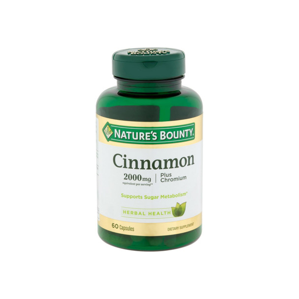 Nature's Bounty Cinnamon 2000mg Plus Chromium, Dietary Supplement Capsules 60 ea