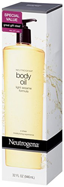 Neutrogena Lightweight Body Oil for Dry Skin, Sheer Moisturizer in Light Sesame Formula, 32 fl. oz