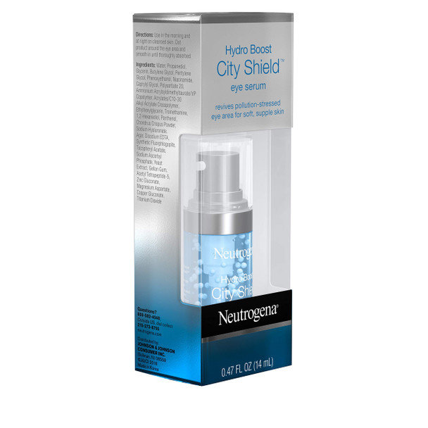 Neutrogena Hydro Boost City Shield Hydrating Eye Serum with Hyaluronic Acid, Antioxidants, and Multivitamin Capsules for Pollution Stressed Skin, Oil-Free and Non-Comedogenic,.47 fl. oz