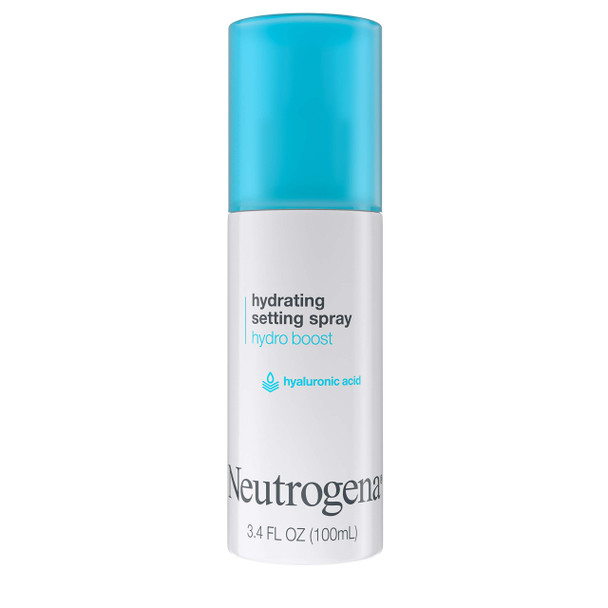 Neutrogena Hydro Boost Hydrating Makeup Setting Spray with Hyaluronic Acid, Longwear Makeup Setting Facial Mist for Smooth, Glowing, Dewy Skin, Non-Comedogenic & Hypoallergenic, 3.4 fl. oz