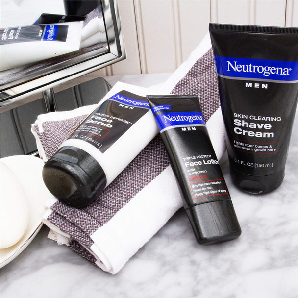 Neutrogena Triple Protect Men's Daily Face Lotion with Broad Spectrum SPF 20 Sunscreen, Men's Anti-Aging Facial Moisturizer to Soothe Razor Irritation & Relieve Dry Skin, 1.7 fl. oz