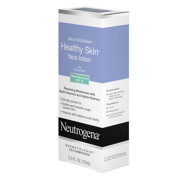 Neutrogena Healthy Skin Face Moisturizer Lotion with SPF 15 Sunscreen & Alpha Hydroxy Acid - Anti Wrinkle Cream with Glycerin, Glycolic Acid, Alpha Hydroxy, Vitamin C, Vitamin E & Vitamin B5, 2.5 fl. oz