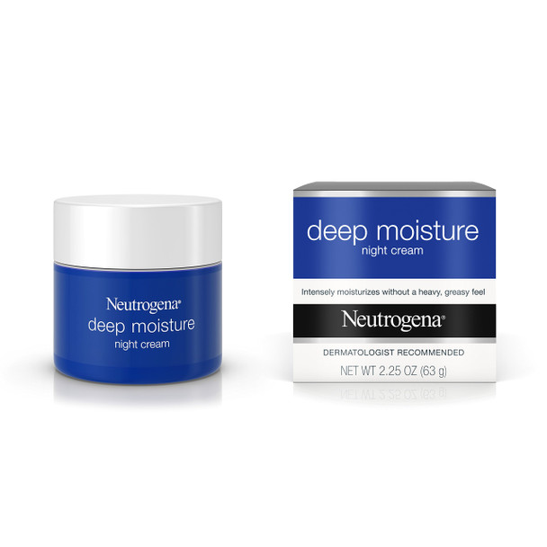 Neutrogena Deep Moisture Night Cream with Glycerin & Vitamin D3, Facial Moisturizer for Dry Skin with Shea butter, Glycerin, Vitamin D3, Non Greasy & Non Comedogenic, 2.25 oz