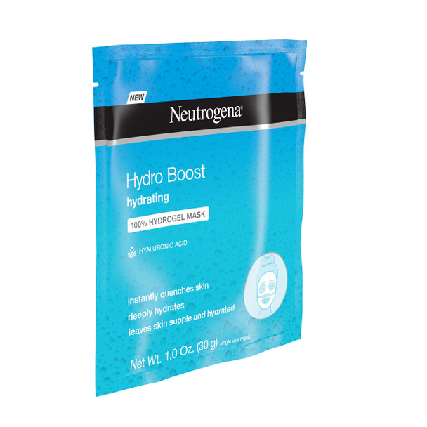 Neutrogena Hydro Boost Moisturizing & Hydrating 100% Hydrogel Sheet Mask, Face Mask for Dry Skin with Hyaluronic Acid, Gentle & Non-Comedogenic, 1 oz (Pack of 4)
