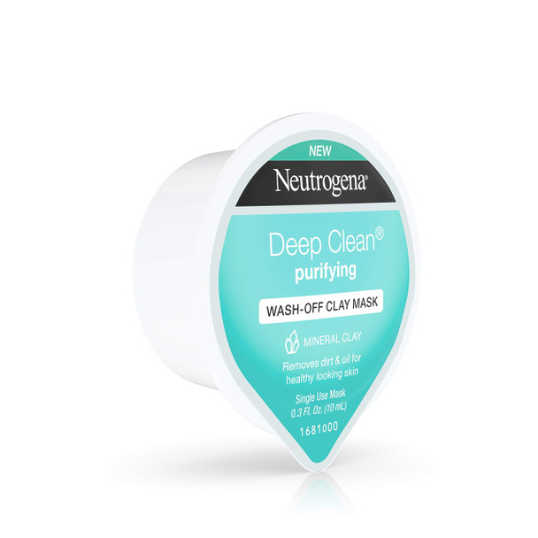 Neutrogena Deep Clean Gentle Purifying Wash-Off Clay Face Mask, Oil-Free and Non-Comedogenic, 0.3 Fl Oz, Pack of 12