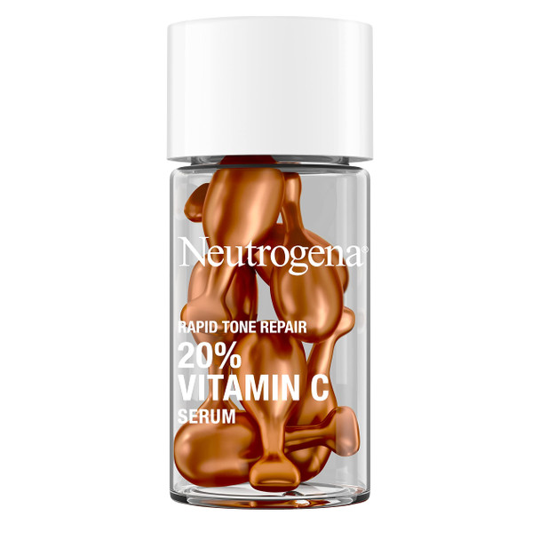 Neutrogena Rapid Tone Repair 20% Vitamin C Face Serum Capsules, Daily Facial Serum with Vitamin C to Help Brighten Skin Tone & Reduce Look of Dark Spots, 7 ct