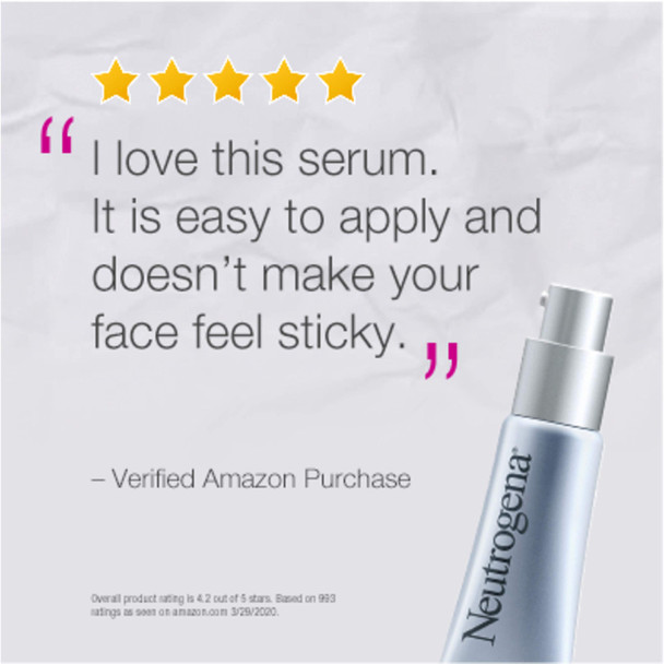 Neutrogena Rapid Wrinkle Repair Retinol Anti-Wrinkle Face Serum with Hyaluronic Acid, Daily Anti-Aging Facial Serum for Fine Lines & Wrinkles, Mineral Oil- & Dye-Free, 1 fl. oz