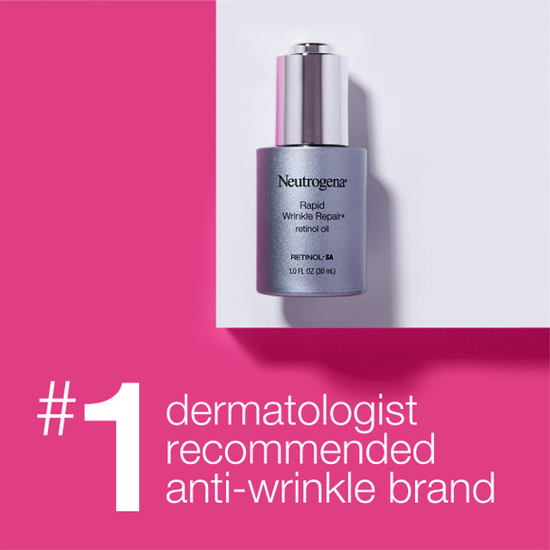 Neutrogena Rapid Wrinkle Repair Face Oil Retinol Serum, Lightweight Anti Wrinkle Serum for Face, Dark Spot Remover for Face, Deep Wrinkle Treatment with Concentrated Retinol SA, 1.0 fl. oz
