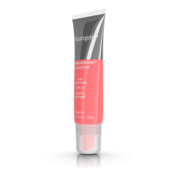 Neutrogena MoistureShine Lip Soother Gloss with SPF 20 Sun Protection, High Gloss Tinted Lip Moisturizer with Hydrating Glycerin and Soothing Cucumber for Dry Lips, Shine 30, 0.35 oz