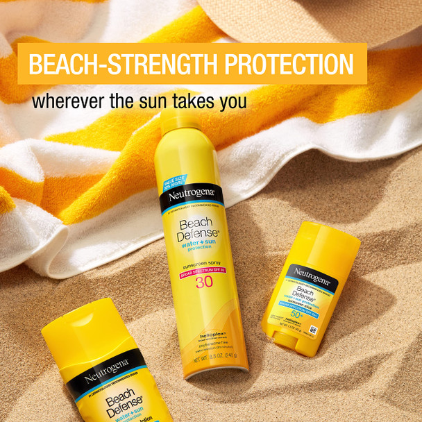 Neutrogena Beach Defense Water-Resistant Sunscreen Stick with Broad Spectrum SPF 50+, PABA-Free and Oxybenzone-Free, UVA/UVB Protection, Face & Body Sunscreen Stick, 1.5 oz