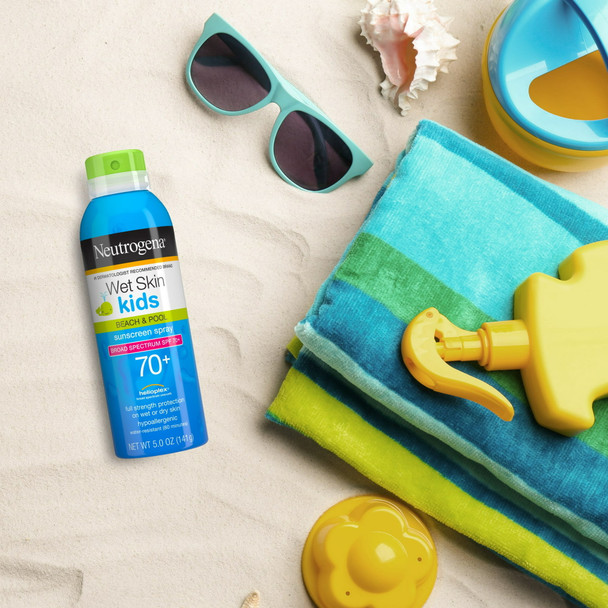 Neutrogena Wet Skin Kids Sunscreen Spray, Water-Resistant and Oil-Free, Broad Spectrum SPF 70+, 5 oz