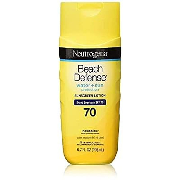 Neutrogena Beach Defense Water Resistant Sunscreen Body Lotion with Broad Spectrum SPF 70 (6.7 oz - 2 Pack)