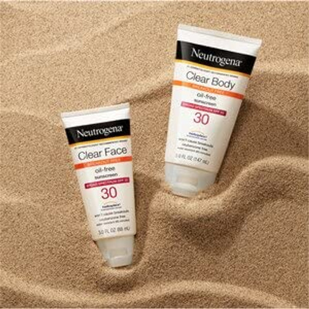 Neutrogena Clear Face Break-Out Free Liquid-Lotion Sunscreen SPF 30 3 oz (Pack of 2)