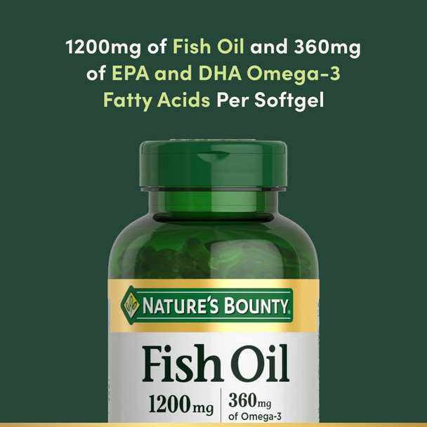 Nature's Bounty Fish Oil Omega 3 Supplements - Supports Heart Health 1200 Mg Fish Oil Omega-3 200 Softgels