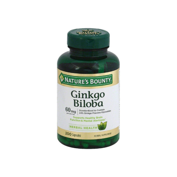 Nature's Bounty Ginkgo Biloba 60mg Capsules 200 ea