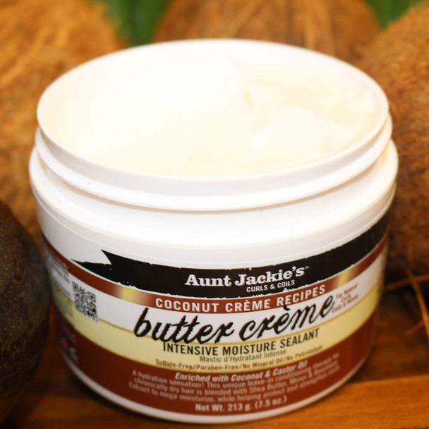 Aunt Jackie's Coconut Crme Recipes Butter Crme Intensive Moisture Sealant, Leave-In Conditioning Therapy for Dry Hair, 7.5 oz
