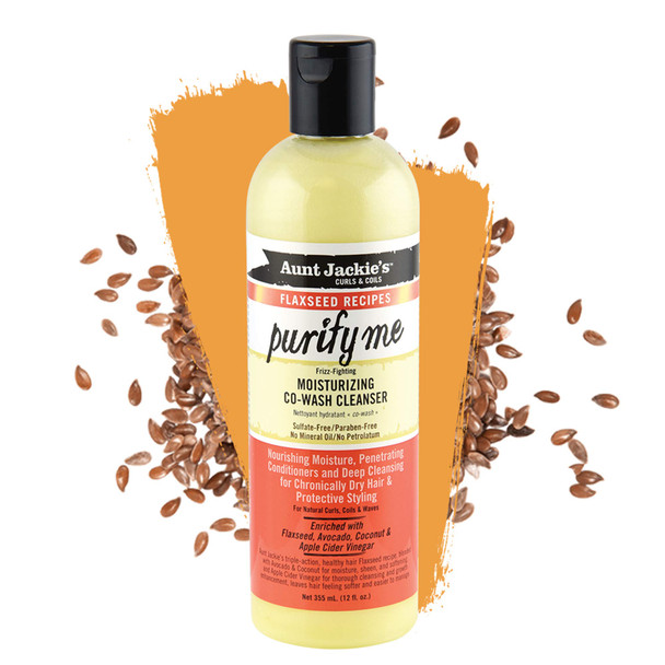 Aunt Jackie's Flaxseed Recipes Purify Me Frizz-Fighting Moisturizing Co-Wash Hair Cleanser for Chronically Dry Hair and Protective Styling, 12 oz Aunt Jackie's Flaxseed Recipes Purify Me Frizz-Fighting Moisturizing Co-Wash Hair Cleanser for Chronically Dry Hair and Protective Styling, 12 oz