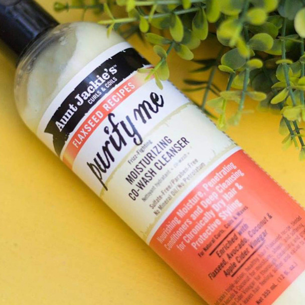 Aunt Jackie's Flaxseed Recipes Purify Me Frizz-Fighting Moisturizing Co-Wash Hair Cleanser for Chronically Dry Hair and Protective Styling, 12 oz Aunt Jackie's Flaxseed Recipes Purify Me Frizz-Fighting Moisturizing Co-Wash Hair Cleanser for Chronically Dry Hair and Protective Styling, 12 oz