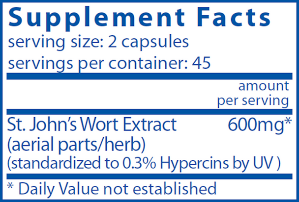 Verified Quality Hi Potency St. John's Wort90 caps