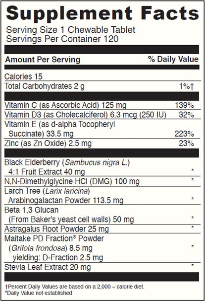 DaVinci Immuno-DMG w. Elderberry/Vit D3120 tabs