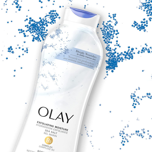 Olay Daily Exfoliating with Sea Salts Body Wash, 22 oz, (4 Count)