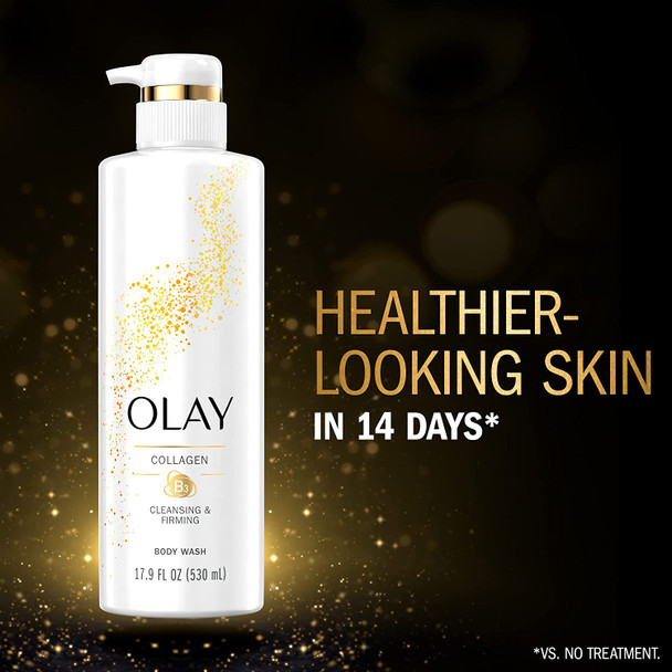 Olay Body Wash with Collagen and Vitamin B3, Cleansing & Firming, 17.9 Fl Oz (Pack of 4) - Packaging May Vary