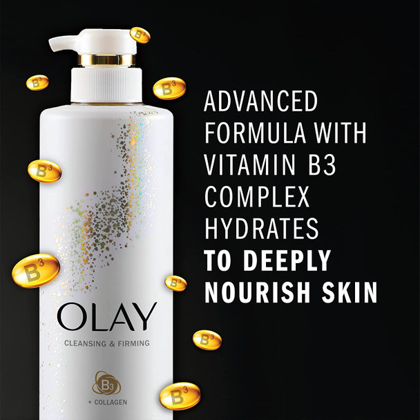 Olay Body Wash with Collagen and Vitamin B3, Cleansing & Firming, 17.9 Fl Oz (Pack of 4) - Packaging May Vary