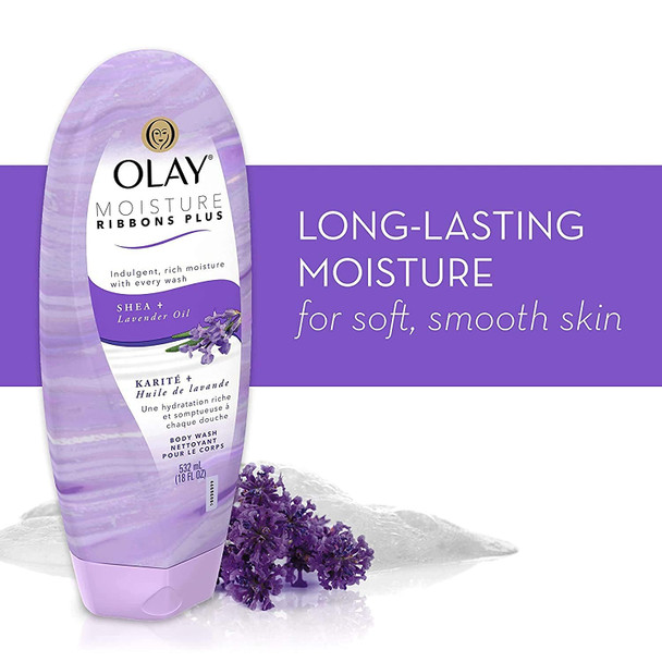 OLAY Moisture Ribbons Plus, Shea plus Lavender Oil 18 oz (Pack of 2)