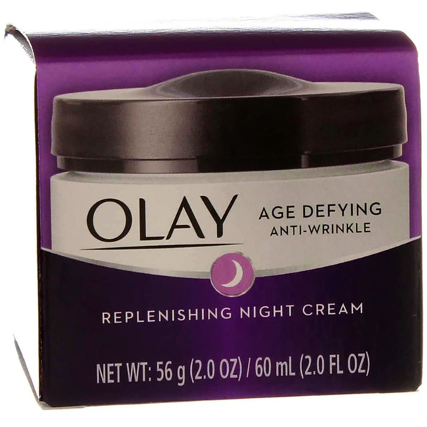 Olay Age Defying Night Cream Anti-Wrinkle Replenish 2 Ounce Jar (60ml) (3 Pack)