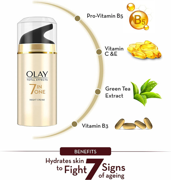 Olay Night Cream Total Effects 7 in 1, Night Cream, 50g