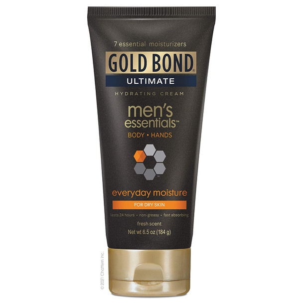 Gold Bond Men's Essentials Hydrating Cream 6.5 oz., Everyday Moisture for Dry Skin