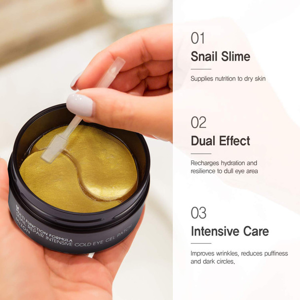 Mizon Snail Repair Intensive Gold Eye Gel Patch & Black Pearl Eye Gel Patch, Under Eye Collagen Patches Eye Masks with Gold, Snail Extract, and Black Pearl, Eye Gel Treatment for Puffy Eyes