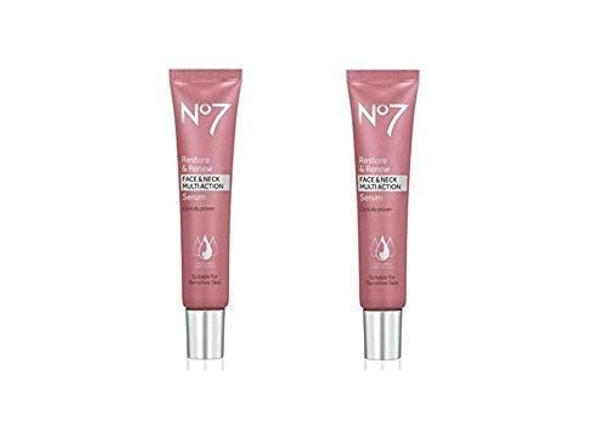 No7 Restore & Renew Face & Neck Multi Action Serum - 30ml pack of 2 (60 ml total)