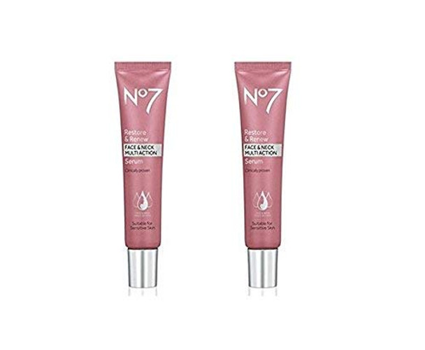 No7 Restore & Renew Face & Neck MULTI ACTION Serum 50ml - 2 pack (100ml total)