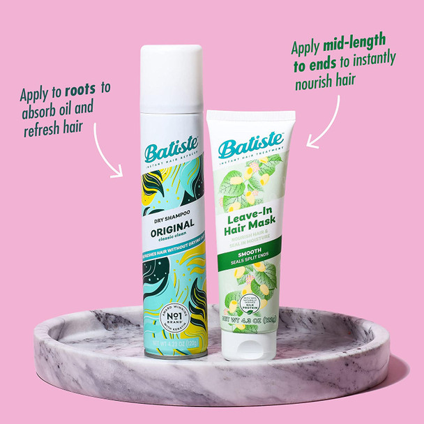 Batiste Heat Protectant For Hair & Leave In Conditioner Hair Mask, Smooth Formula, Hair Conditioner for Dry or Wet Hair, Infused with vitamin E for Enhancing Haircare, 4.3oz.