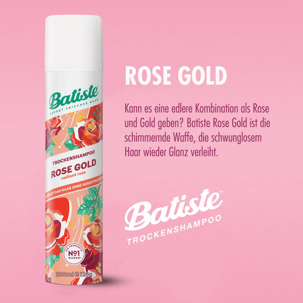 Batiste Rose Gold Dry Shampoo | Instantly Refresh Hair & Absorb Oil Between Washes | Add Texture & Volume | Radiant Rose Scent | Infused with Keratin | For All Hair Types | 4.23oz, OIL PASTEL