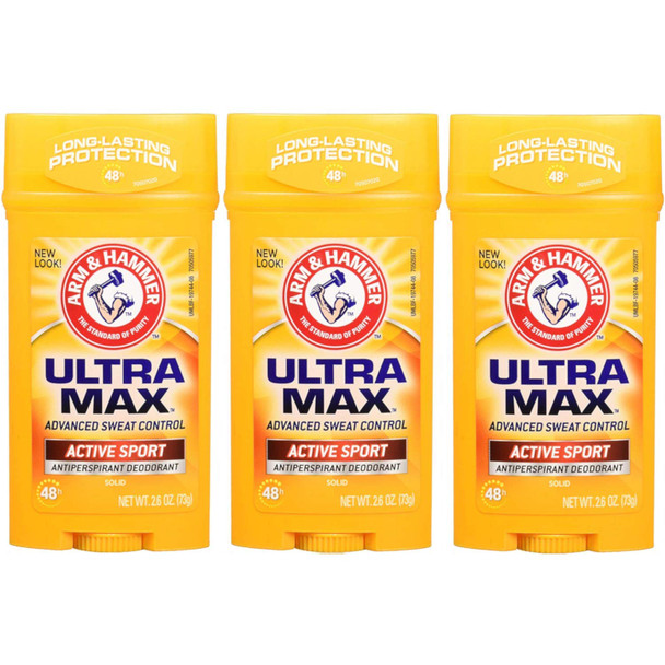 ARM & HAMMER ULTRAMAX Anti-Perspirant Deodorant Active Sport 2.60 oz ( Pack of 3)