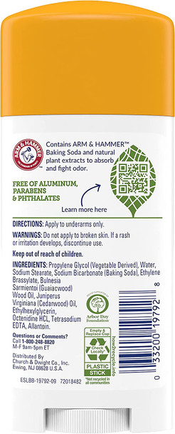 ARM & HAMMER Essentials Natural Deodorant Unscented 2.50 oz ( Pack of 8)