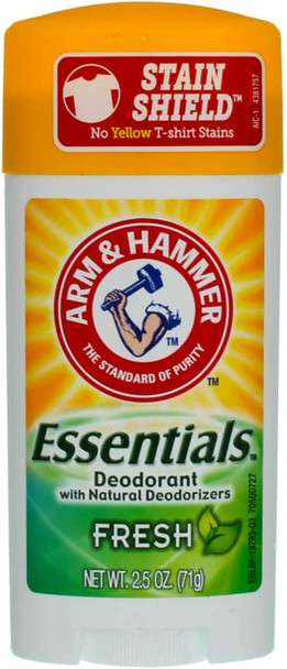 Arm & Hammer Essentials Natural Deodorant, Fresh, 2.5 Oz (Pack of 6)
