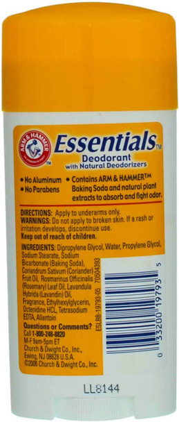 Arm & Hammer Essentials Natural Deodorant, Fresh, 2.5 Oz (Pack of 6)