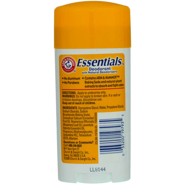 ARM & HAMMER Essentials Deodorant Fresh Rosemary Lavender 2.50 oz (Pack of 3)